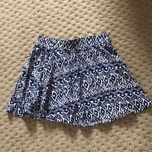 Blue and white flowy skirt